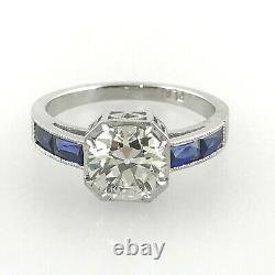 2.02 ct Vintage Antique Old European Cut Diamond Engagement Ring In Platinum