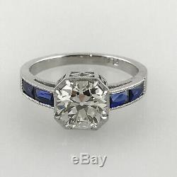 2.15 ct Vintage Antique Old European Cut Diamond Engagement Ring In Platinum