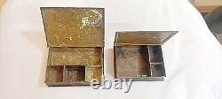 2 Book Type Brass Bronze Multi Purpose Trinket Jewel Box Antique Vintage Old