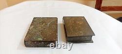 2 Book Type Brass Bronze Multi Purpose Trinket Jewel Box Antique Vintage Old