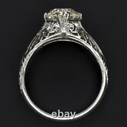 2 Carat Vs1 Old European Cut Diamond Engagement Ring Platinum Vintage Antique Er