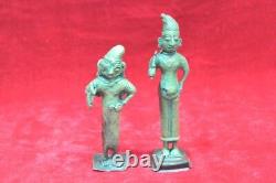 2 Pc Brass Statue Figure Old Vintage Antique Home Decor