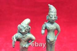 2 Pc Brass Statue Figure Old Vintage Antique Home Decor