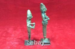 2 Pc Brass Statue Figure Old Vintage Antique Home Decor