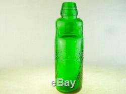 45742 Old Vintage Antique Glass Bottle Codd Patent Blue Green Goffes Birmingham