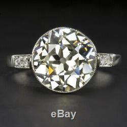 4 Carat Old European Cut K Vs Diamond Engagement Ring Platinum Vintage Antique