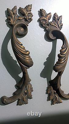 4 Large handle DOOR PULLS solid BRASS old vintage antique style 11 long heavyB
