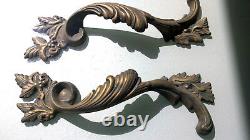 4 Large handle DOOR PULLS solid BRASS old vintage antique style 11 long heavyB