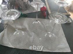 4 Old Antique Vintage FINE Libbey Cut Crystal Martini Glass Stems Stemware Wine