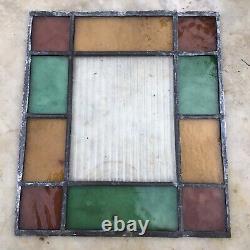 4 Old Vintage Antique Leaded Stained Glass Window Panels 9.75 x 8.5