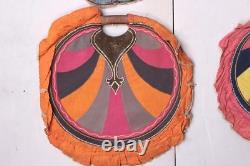 4 Pc Hand Fan With Wooden Handle Old Vintage Antique Collectible Bd-9