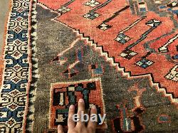 4x6 VINTAGE HANDMADE RUG HAND-KNOTTED WOOL old oriental antique coral rust brown