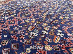 5x7 BLUE ANTIQUE RUG geometric tribal farmhouse carpet old heriz authentic 4x6