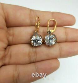 9mm Old European Cut Two Tone Antique Vintage Earrings Women Anniversary Gift