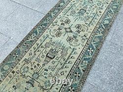 Antique 100 Years Old Vintage Runner Hand Knotted Wool Boho Decor Runner Rug