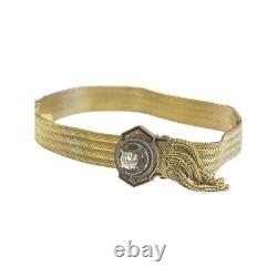 Antique 14k Yellow Gold Old European Diamond Tassel Slider Bracelet Vintage