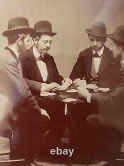 Antique 1800s POKER PLAYERS Tin Type Photo Early Old Vintage Tintype