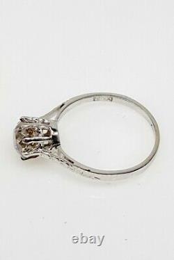 Antique 1920s $10K 1.89ct Old Euro Natural Champagne Diamond 18k White Gold Ring