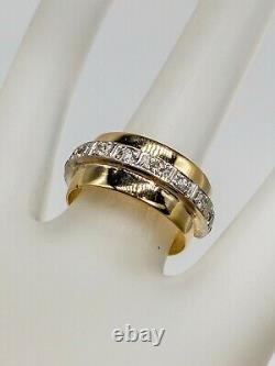 Antique 1920s 10mm 18k Yellow Gold Platinum. 75ct Old Euro Diamond Band Ring 8g