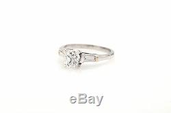 Antique 1920s 1.30ct SI E Old Mine Cushion Cut Diamond Platinum Wedding Ring