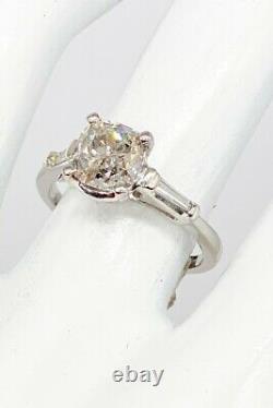 Antique 1930 $12,000 2.53ct Old Mine Cut Champagne Diamond Platinum Wedding Ring