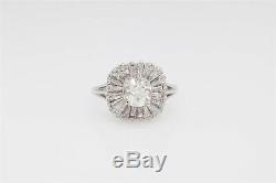 Antique 1940 Signed AZUSE $15K 4ct Old Euro VS I Diamond Platinum Ballerina Ring