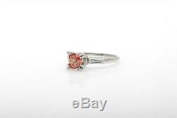 Antique 1940s 1.30ct Old Cut Genuine PINK Diamond Platinum Wedding Ring
