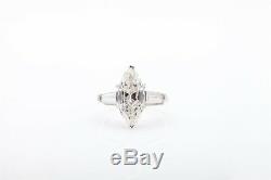 Antique 1940s 4ct Old Cut VS1 I Marquis GIA Diamond Platinum Wedding Ring