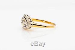 Antique 1940s Orange Blossom. 65ct Old Euro Diamond 18k Gold Ring