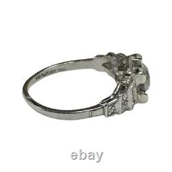 Antique 1.23 ctw Old Euro Diamond Platinum Ring Art Deco 1.17 carat center