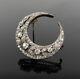 Antique 6.0ct Old Mine Cut Diamond Silver & 14k Gold Crescent Moon Brooch Pin