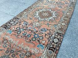 Antique 80-90 Years Old Vintage Runner Hand Knotted Wool Boho Decor Runner Rug