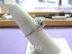 Antique Art Deco 18K White Gold Engagement Ring Old European cut 1/2 ct Diamond