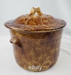 Antique Bennington Rockingham Chamber Pot Primitive Stoneware Old Pottery Crock