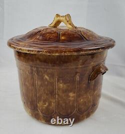 Antique Bennington Rockingham Chamber Pot Primitive Stoneware Old Pottery Crock