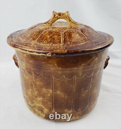 Antique Bennington Rockingham Chamber Pot Primitive Stoneware Old Pottery Crock