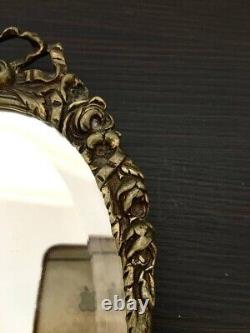 Antique Bronze Mirror Frame Table Glass Art France Wood Collectors Rare Old 19th