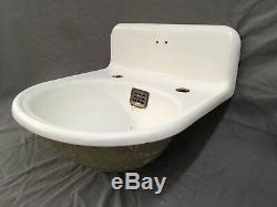 Antique Cast Iron White Porcelain Ornate Bathroom Sink Old Vtg Fixture 598-17E