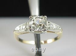 Antique Diamond Engagement Ring Old Mine. 90tdw 14K Two-Tone Estate Vintage