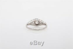 Antique Edwardian 1900s $3000 1ct Old Euro VS H Diamond Platinum Ring