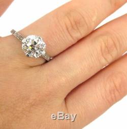 Antique Edwardian 2.50ct Old Mine Cut Diamond Platinum Engagement Ring GIA L-VS2