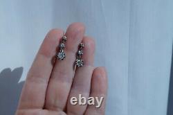 Antique French 18k Gold Platinum Old Cut Diamond Earrings