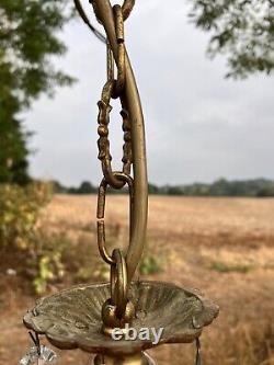 Antique French Vintage Brass Old Decorative 5 Arm Chandelier
