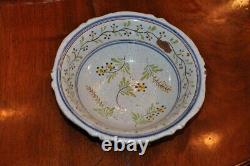 Antique Jatte In Faience Of Malicorne Dish Flower Faience Bowel Rare Old 18th