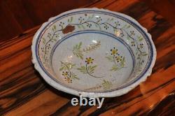 Antique Jatte In Faience Of Malicorne Dish Flower Faience Bowel Rare Old 18th