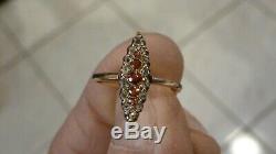 Antique Ladies 10k Pink Gold 33 Points Old Mine Cut Diamond / Ruby Ring Size 8