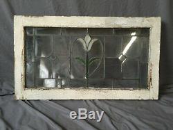 Antique Leaded Stained Glass Window Tulip Victorian Old Cottage Vtg Chic 396-18P