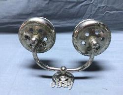 Antique Nickel Brass Crafters Beaded Bathroom Double Cup Holder Old VTG 1139-22B
