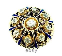 Antique Old Cut Diamond and Enamel Ring in 14k Yellow Gold- HM969I