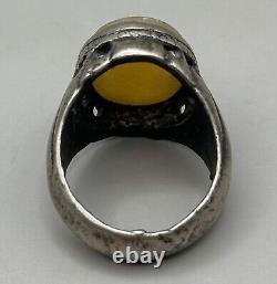 Antique Old Vintage Near Eastern Silver Hakik Carnelian Ring in Good Condition